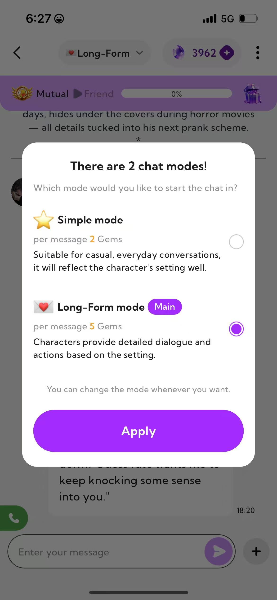 Variety of Dialogue Mode Options